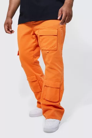 Boohoo Mujer Cargo - Plus Fixed Waist Slim Flare Cargo Trouser, Naranja