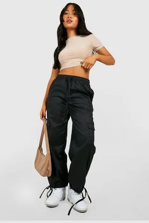 Pantalones Jogger De Cuero Sintético, Pantalones De Moda Casuales Con  Cintura Elástica, Ropa De Mujer