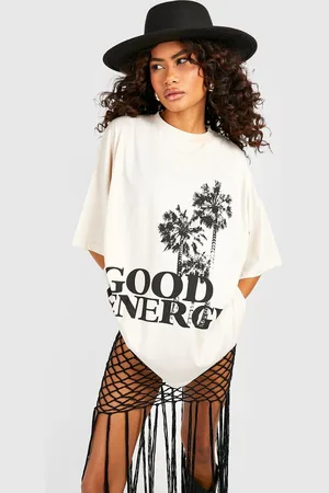 Boohoo Camiseta Súper Oversize Con Estampado Gráfico Good Energy