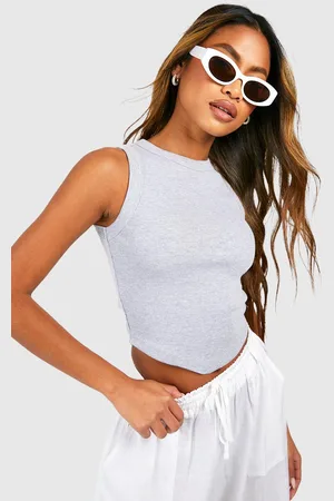Boohoo Top Sin Mangas De Canalé Grueso Con Filo De Pico