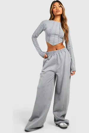 Boohoo Conjunto De Pantalón Deportivo Recto Y Top Estilo Corsé Con Costuras Desteñidas