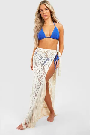 Boohoo Falda Midaxi Para La Playa Cruzada De Croché Con Flecos En El Filo