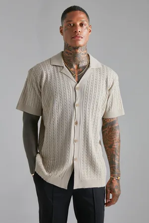 Boohoo Camisa De Manga Corta Y Punto En Ochos Con Solapas