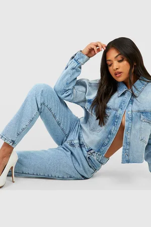 Boohoo Vaqueros Petite Básicos Mom De Tiro Alto