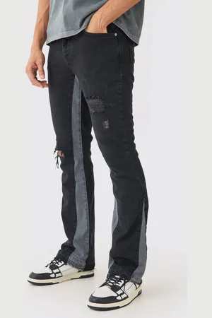 Boohoo Vaqueros De Campana Ajustados Rotos Con Panel