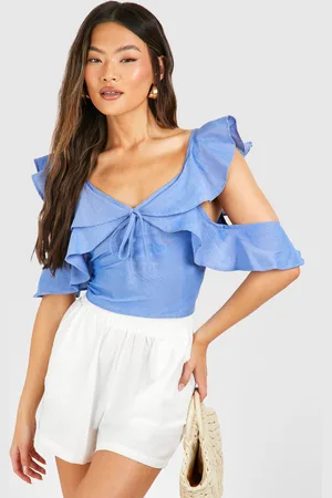 Boohoo Top Crop De Cambray Con Volante