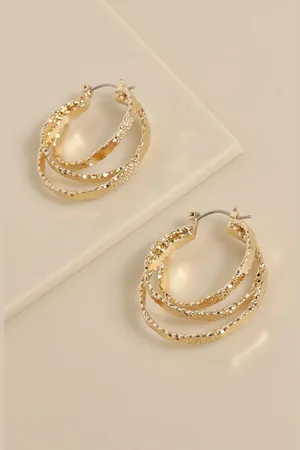 Boohoo Pendientes De Aro Triple Texturizados