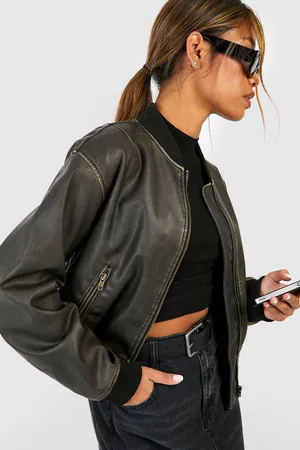 Boohoo Chaqueta Bomber Oversize De Cuero Sintético Efecto Vintage
