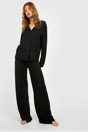 Boohoo Pantalón De Pijama De Pernera Ancha Y Tela Jersey