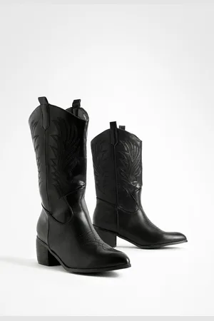 Boohoo Botas Camperas Estilo Western De Holgura Ancha Con Etiqueta En El Tobillo