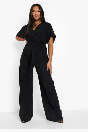 Boohoo Mono Plus Largo De Pernera Ancha Con Cinturón