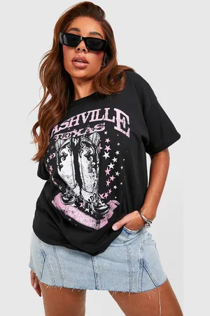 Boohoo Camiseta Plus Oversize Con Estampado De Vaquero Y Estrellas
