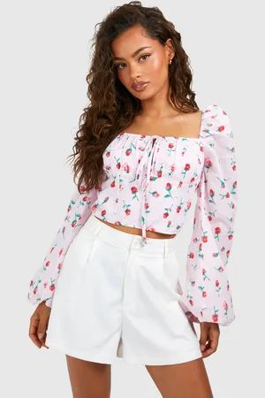 Boohoo Corsé Con Atadura Y Estampado De Rosas