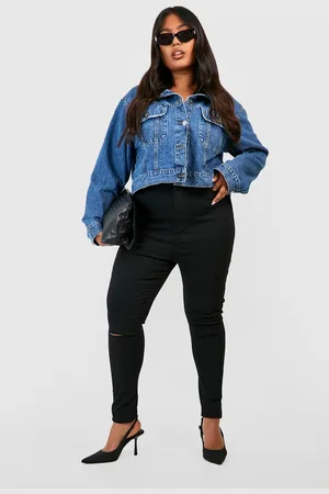 Boohoo Jeggings Plus Pitillo Con Rodilla Rota
