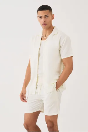 Boohoo Pantalón Corto Y Camisa De Lino Y Manga Corta