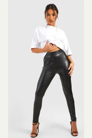 Boohoo Leggings Petite Efecto Cuero Moldeadores De Cintura Súper Elásticos