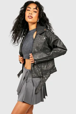 Boohoo Chaqueta Motera Efecto Cuero Vintage