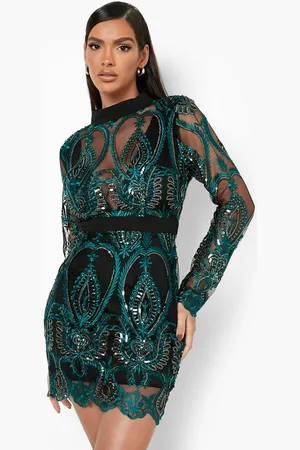 Boohoo Vestido Mini De Damasco Con Lentejuelas Y Copas