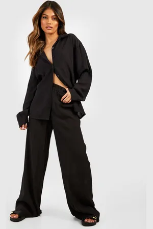 Boohoo Pantalón Holgado Fruncido De Pernera Ancha