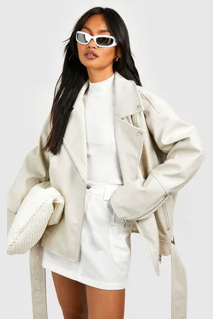 Boohoo Chaqueta Motera Súper Oversize Con Cinturón