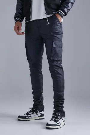 Boohoo Pantalón Tall Pitillo Cargo De Sarga Revestido Con Pernera Plisada
