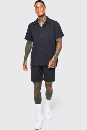 Boohoo Conjunto De Pantalón Corto Y Camisa Oversize Plisada De Manga Corta