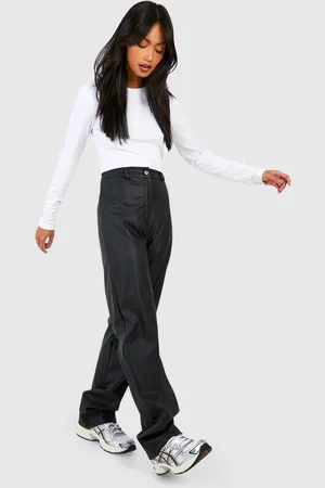 Boohoo Pantalón Efecto Cuero De Pernera Ancha