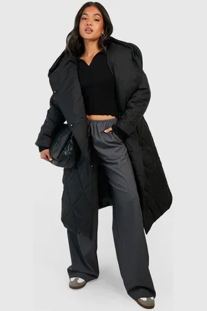 Boohoo Chaqueta Acolchada Petite Maxi Oversize Con Capucha Y Costuras En Forma De Rombos