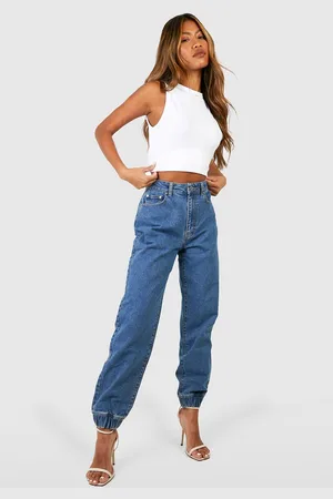 Boohoo Pantalón Deportivo Boyfriend Vaquero Básico De Tiro Alto