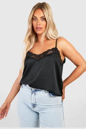 Boohoo Camisola Plus De Raso Con Ribete De Encaje