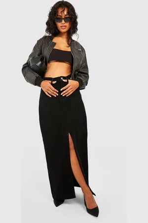 Boohoo Falda Maxi Vaquera Básica Con Abertura Frontal