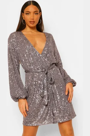 Boohoo Vestido Tall De Lentejuelas Con Cinturón