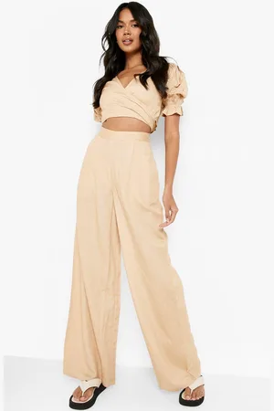 Boohoo Pantalón De Lino Holgado Con Pernera Ancha