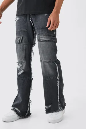 Boohoo Vaqueros Cargo Holgados De Campana Sin Tratar Con Filos Sin Acabar