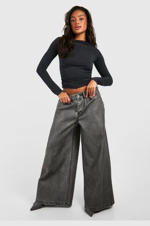 Boohoo Pantalón De Pernera Ancha Efecto Cuero Vintage