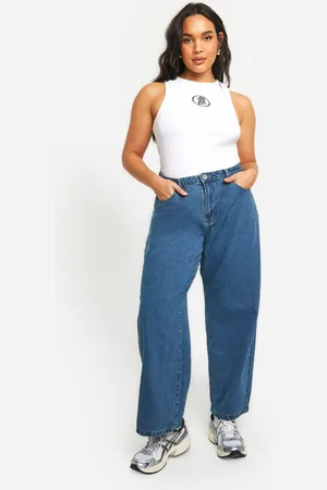 Boohoo Vaqueros Plus Boyfriend Básicos De Tiro Alto