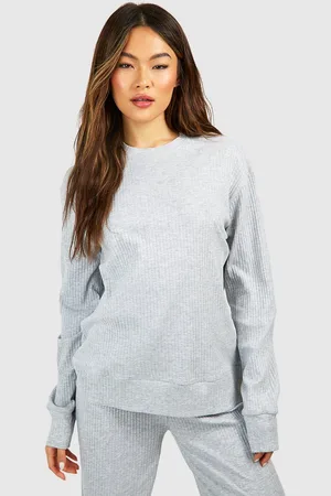 Boohoo Camiseta Oversize De Canalé Y Manga Larga