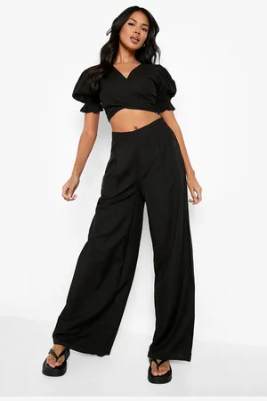 Boohoo Pantalón De Lino Holgado Con Pernera Ancha