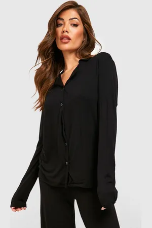 Boohoo Camisa De Pijama De Manga Larga Y Tela Jersey Con Botones