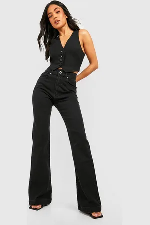 Boohoo Vaqueros Petite De Tiro Alto Y Campana Con Pernera De 76Cm