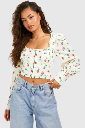 Boohoo Corsé Con Corchetes Y Volante Con Estampado De Rosas