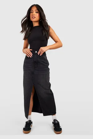 Boohoo Falda Petite Maxi Vaquera Con Abertura Frontal