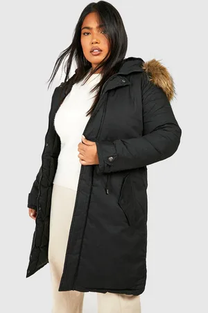 Boohoo Parka Plus Con Ribete De Pelo Sintético