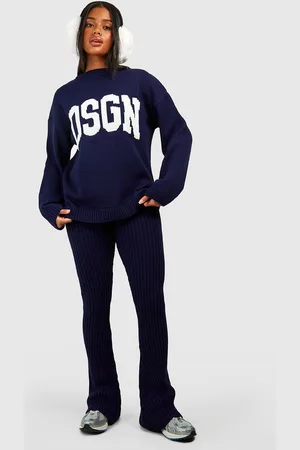 Boohoo Conjunto Dsgn De Leggings De Campana Y Jersey De Punto Con Cuello De Caja