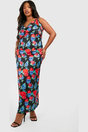 Boohoo Vestido Plus Maxi De Raso Con Estampado De Flores