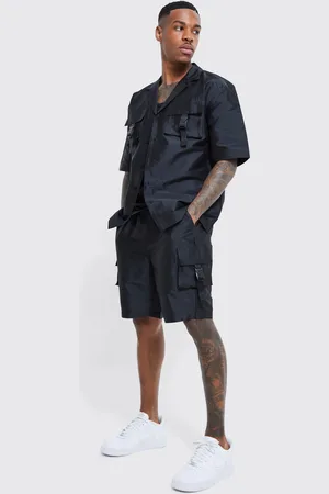 Boohoo Conjunto De Pantalón Corto Cargo Y Camisa Utilitaria De Manga Corta Con Solapas