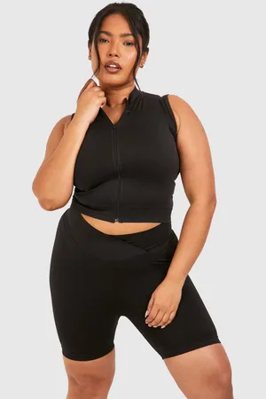 Boohoo Top Crop Plus Sin Costuras Con Cuello Alto Y Cremallera