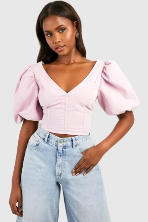 Boohoo Corsé Con Escote De Pico Y Mangas Abullonadas