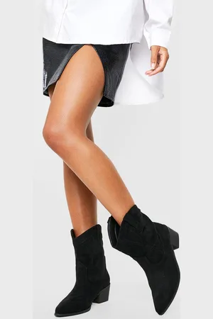 Boohoo Botas Camperas Estilo Western De Holgura Ancha Por El Tobillo Con Detalle De Costuras