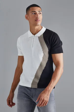 Boohoo Polo Regular De Punto Jacquard Con Curva Y Cremallera A La Mitad